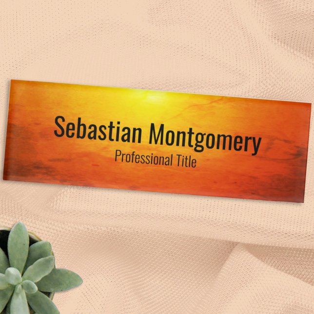 Badge D'identification Sunset professionnel Orange Art et Black Text (Créateur téléchargé)