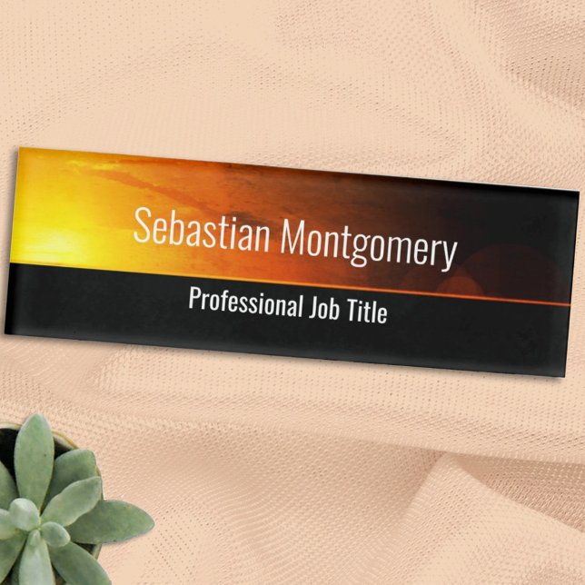 Badge D'identification Sunset professionnel Orange et Modèle noir (Créateur téléchargé)
