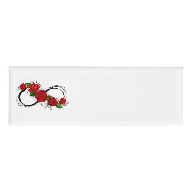 Badge D'identification Symbole d'infini avec les roses rouges (Devant)