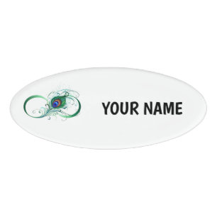 Badge D'identification Symbole d'infini avec plume de paon