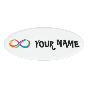 Badge D'identification Symbole d'infinité arc-en-ciel stratifié