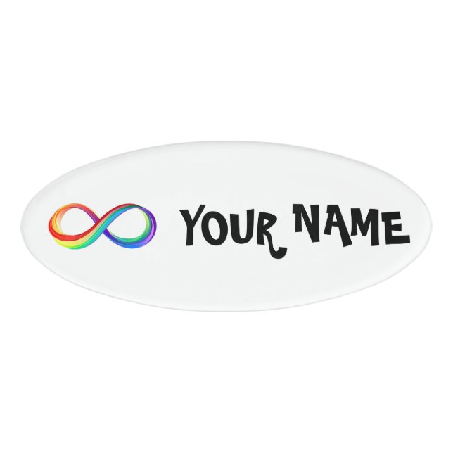 Badge D'identification Symbole d'infinité arc-en-ciel stratifié (Devant)