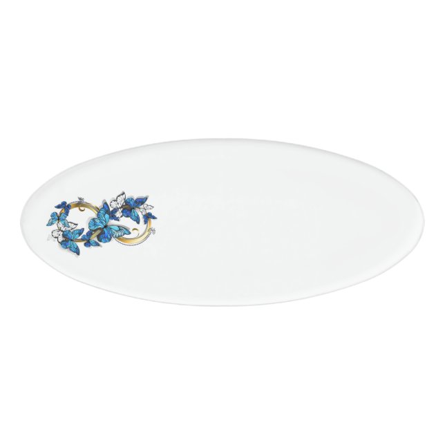 Badge D'identification Symbole infini de papillons Morpho bleus (Devant)