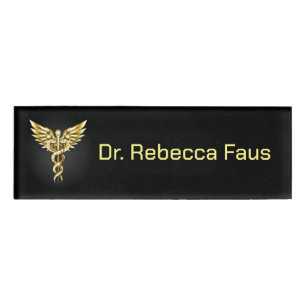 Badge D'identification Symbole Polygonal Or Caduceus