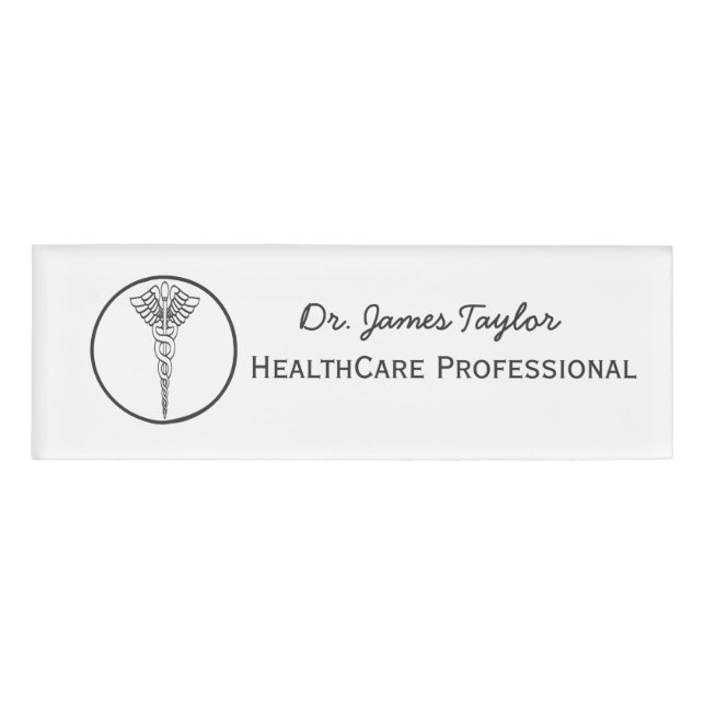 Badge D'identification Symbole simple Caduceus Soins de santé Médicales (Devant)