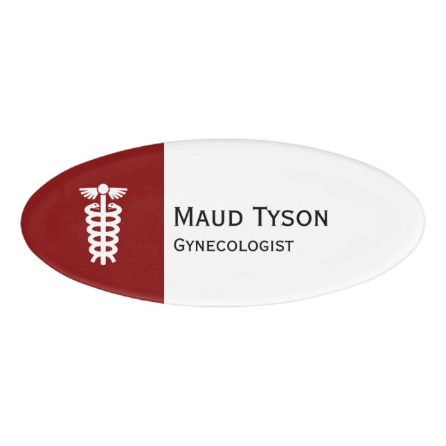 Badge D'identification Symboles simples - Barre d'Asclepius + vos idées (Devant)