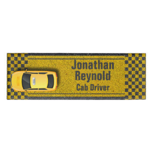 Badge D'identification Tag du nom du chauffeur de taxi jaune commercial