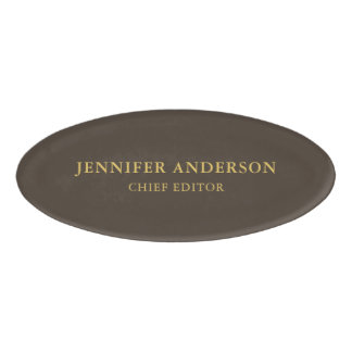 Badge D'identification Taupe Brown & Or Couleur Professionnel Moderne Pla