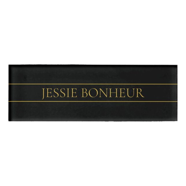 Badge D'identification Texte et lignes Gold personnalisables (Devant)