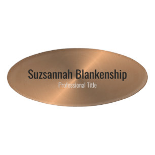 Badge D'identification Texte noir en cuivre fin métal professionnel