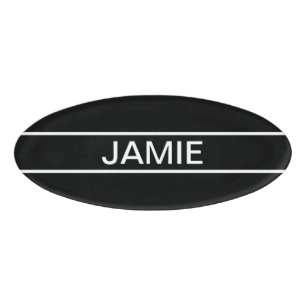 Badge D'identification Texte personnalisable Bold Modern Black & White