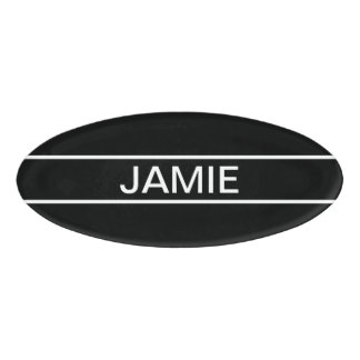 Badge D'identification Texte personnalisable | Bold Modern Black & White
