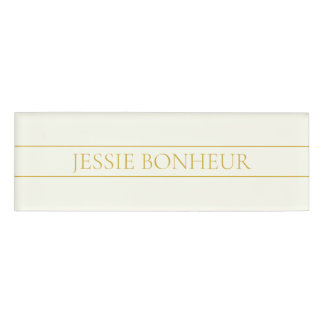 Badge D'identification Texte personnalisable simple et élégant | Or blanc