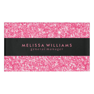 Badge D'identification Texture de Parties scintillant noire et rose