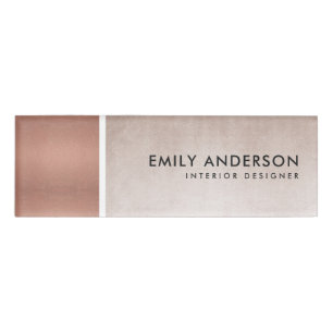 BADGE D'IDENTIFICATION TEXTURE MODERNE DOUCE ROSE ROSE ROSE OR SHIMMER