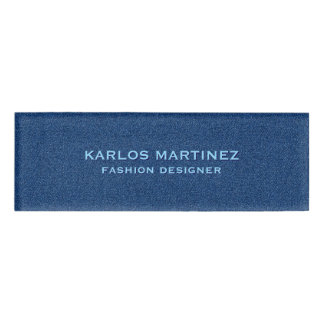 Badge D'identification Tissu en denim bleu