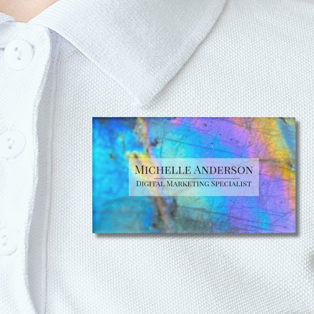 Badge D'identification Titre de poste coloré professionnel (Colorful Rainbow Labradorite Crystal Stone Name Tag)