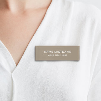 Badge D'identification Titre Moderne Minimaliste Sable Beige Tan Simple D