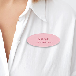 Badge D'identification Titre Moderne Simple De Base Rose Poudré Féminin P