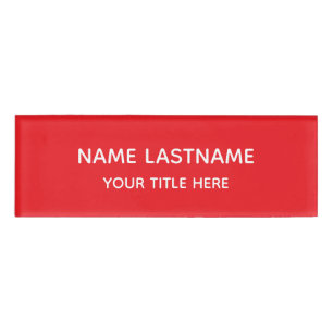 Badge D'identification Titre simple minimaliste moderne rouge vif