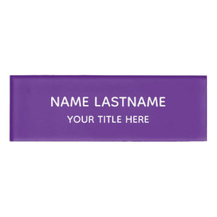 Badge D'identification Titre Simple Moderne Minimaliste Violet Blanc