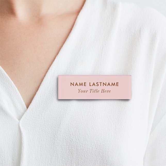 Badge D'identification Titre simple rose pastel moderne féminin clair (Créateur téléchargé)