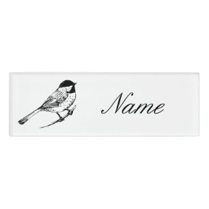 Badge D'identification Tonnerre de chickadee noir