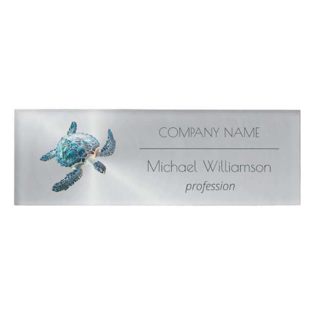 Badge D'identification Tortue de mer Agent immobilier moderne de la plage (Devant)