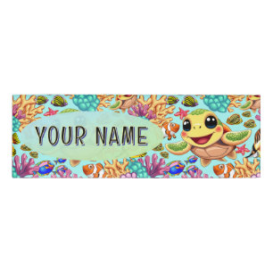 Badge D'identification Tortue de mer Bébé heureux et mignonne personnage