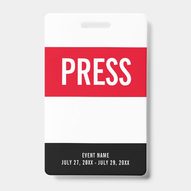 Badge d'identification tout accès rouge blanc noir (Avant)