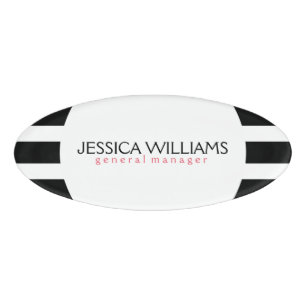 Badge D'identification Trendy Black Et White Stripes
