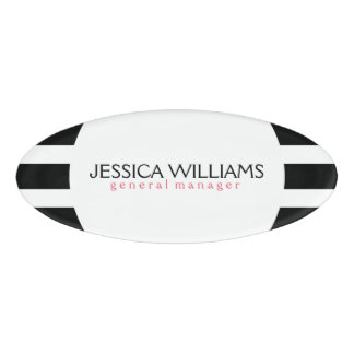 Badge D'identification Trendy Black Et White Stripes