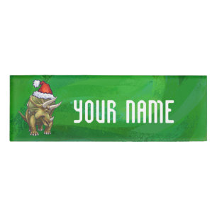 Badge D'identification Tricératops vert Noël