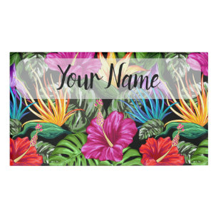 Badge D'identification Tropical Floral Motif d'humeur estivale