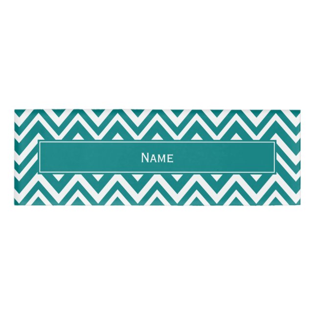 Badge D'identification Turquoise et blanc Motif Chevron (Devant)