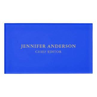 Badge D'identification Ultramarine Blue Gold Professional Modern Plain