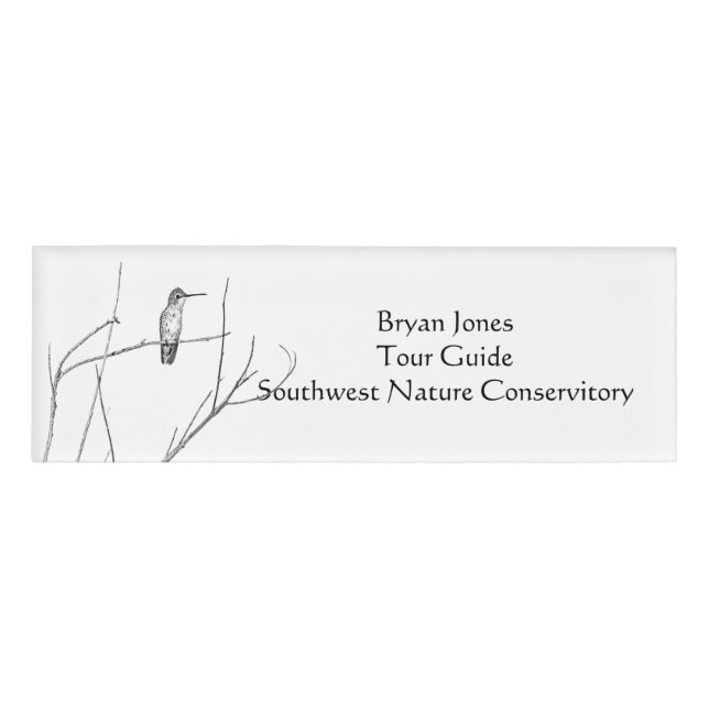 Badge D'identification Un colibri sur un bâton (Devant)