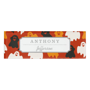 Badge D'identification Un Motif fantôme d'Halloween drôle et Éffrayant su