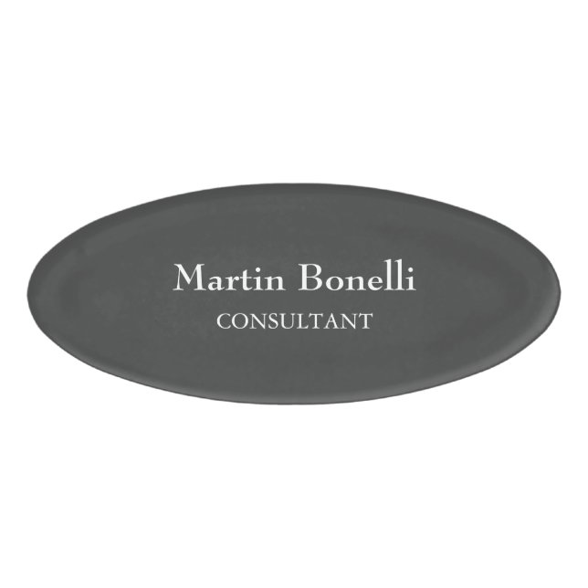 Badge D'identification Unique minimaliste gris simple (Devant)