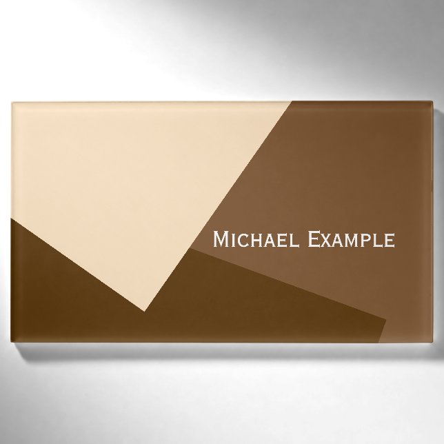 Badge D'identification Uniquement Arrière - plan couleur - beige brun + v (Devant)