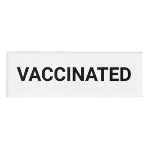 Badge D'identification Vacciné, noir blanc personnalisable