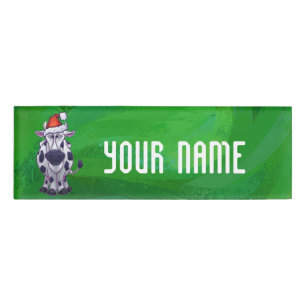 Badge D'identification Vache Noël sur vert