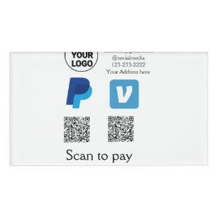 Badge D'identification Venmo paypal scan pour payer ajouter q r code logo