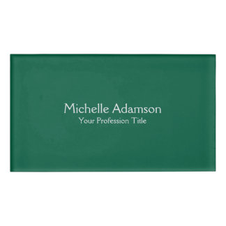 Badge D'identification Vert Couleur Professionnel Plat Moderne