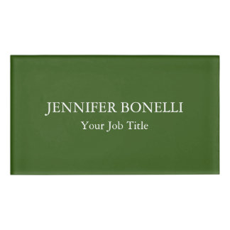 Badge D'identification Vert forestier minimaliste personnalisé customisé
