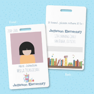 Badge d'identification vertical blanc pour bibliot