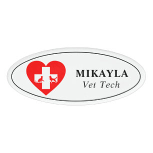 Badge D'identification Vétérinaire du chat et du chien du coeur rouge