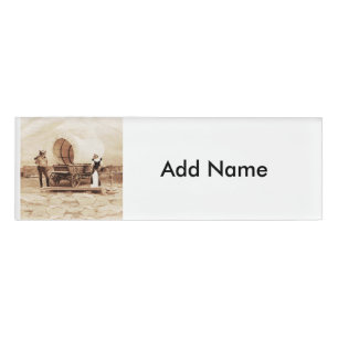 Badge D'identification Vieux Chats Occidentaux avec Wagon couvert