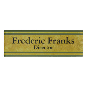 Badge D'identification Vintage Golden Stripes - vert foncé + vos idées