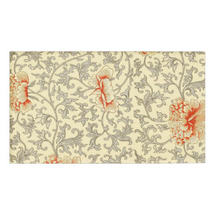 Badge D'identification Vintage rose gris Artwork Botanique Floral